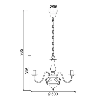NETTO PENDANT 3XE14 METAL PATINΑ GOLD Φ50ΧH93,5CM VELVET