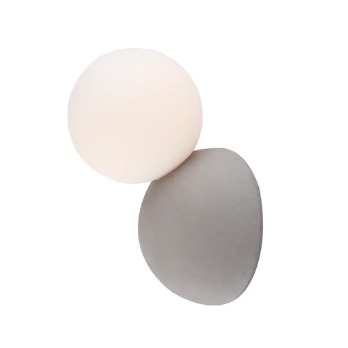 ^WALL LIGHTING 1XG9 NATURAL CEMENT+WHITE GLASS 19Χ12Χ12CM VENUS