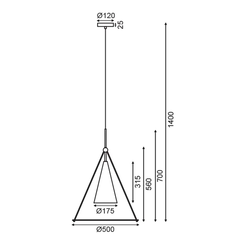 ВИСЯЩА ЛАМПА  1ΧΕ27 ЧЕРНО+БЯЛО МЕТАЛНО + СТЪКЛО D50XH140CM TEMPLE - изображение 2