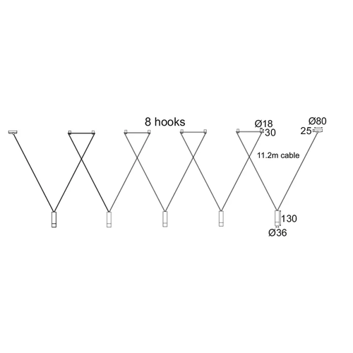 ВИСЯЩА ЛАМПА 5ΧG9 ЧЕРНО МЕТАЛНО 5x D3,6XH13CM КАБЕЛ 11,2M 8HOOKS TERES - изображение 2
