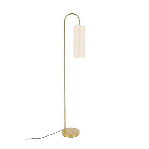 FLOOR LAMP BRASS METAL BEIGE FABRIC SHADE 1ΧΕ27 L32*W24*H162.5cm ZORAN