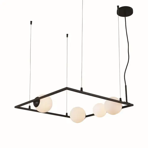 ^PENDANT L/F 4ΧG9 QUADRO BLACK METAL + WHITE GLASS 58Χ58Χ120CM - изображение 4