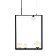 ^PENDANT L/F 4ΧG9 QUADRO BLACK METAL + WHITE GLASS 49Χ12Χ120CM