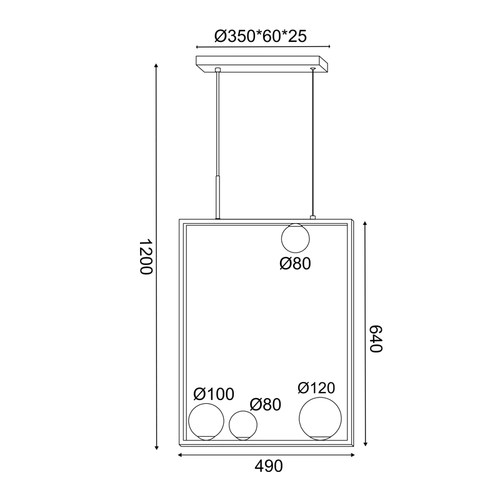 ^PENDANT L/F 4ΧG9 QUADRO BLACK METAL + WHITE GLASS 49Χ12Χ120CM - изображение 3
