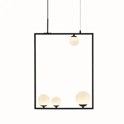 ^PENDANT L/F 4ΧG9 QUADRO BLACK METAL + WHITE GLASS 49Χ12Χ120CM - изображение 4