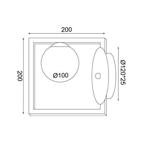 ^WALL L/F 1xG9 QUADRO METAL BLACK + WHITE GLASS 22Χ15Χ20CM - изображение 2