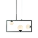 ^PENDANT L/F 3ΧG9 QUADRO BLACK METAL + WHITE GLASS 54Χ12Χ120CM