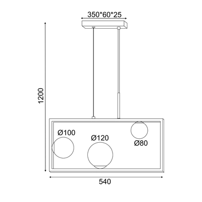 ^PENDANT L/F 3ΧG9 QUADRO BLACK METAL + WHITE GLASS 54Χ12Χ120CM