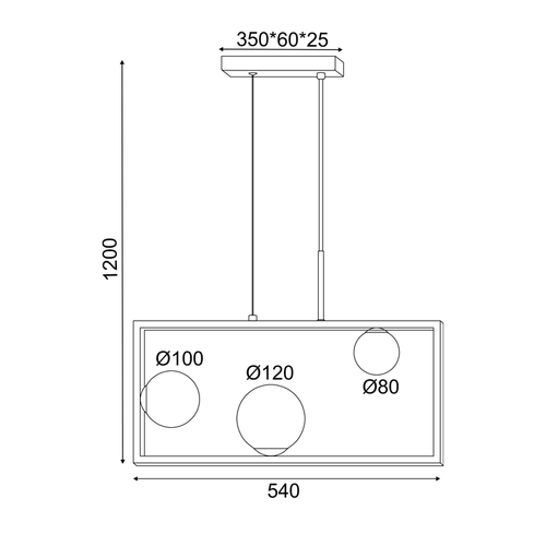 ^PENDANT L/F 3ΧG9 QUADRO BLACK METAL + WHITE GLASS 54Χ12Χ120CM - изображение 2