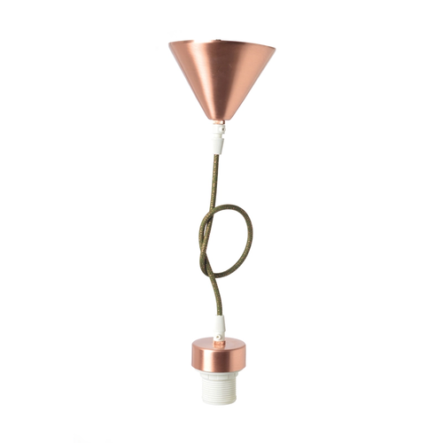 NETTO SUSPENSION COPPER METAL BASE & OLIVE GREEN FABRIC CABLE Ε27