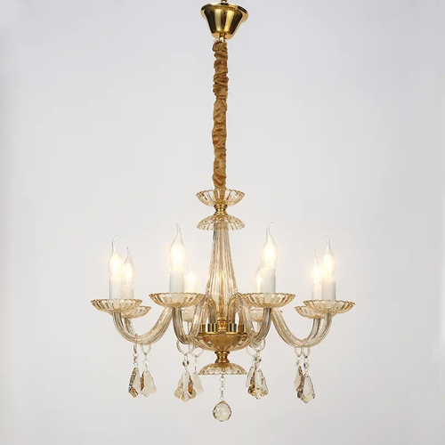 ^PENDANT 8XE14 CHAMPAGE GOLD CRYSTAL + GOLD METAL Φ59×Η178CM LOMPELIA