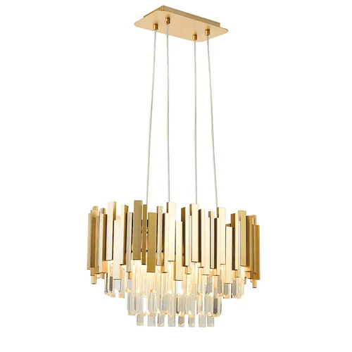 ВИСЯЩА ЛАМПА 4XE14 КРИСТАЛ+МЕСИНГ МЕТАЛНО 50X30XH100CM EMPIRE