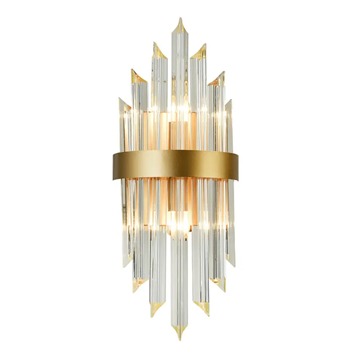 ^WALL MOUNTED LUMINAIRE 2XE14 CRYSTAL + GOLD METALLIC 22X13X54CM EMPIRE