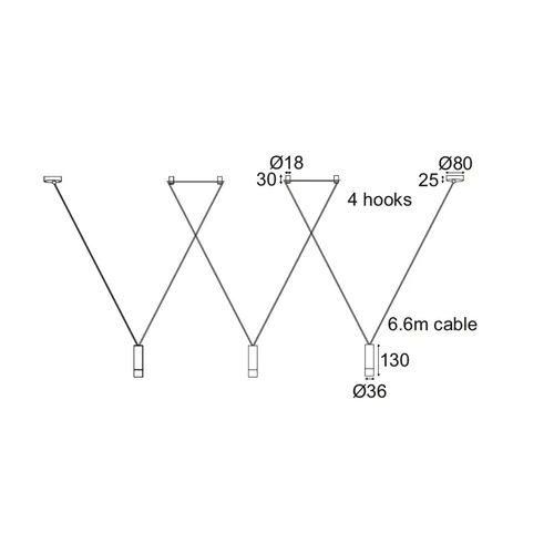 NETTO PENDANT LIGHTING 3ΧG9 BLACK ALUMINUM3X D3,6XH13CM CABLE 6,6M 4HOOKS TERES - изображение 2