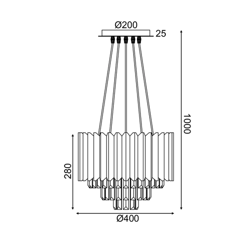 ^PENDANT LUMINAIRE 5XE14 CRYSTAL + BRASS METALLIC D40XH100CM EMPIRE - изображение 2
