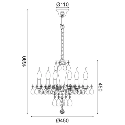 NETTO WALL MOUNTED LUMINAIR 6XE14 WHITE CRYSTAL + CHROME METAL Ö45×Ç168CM TULIA