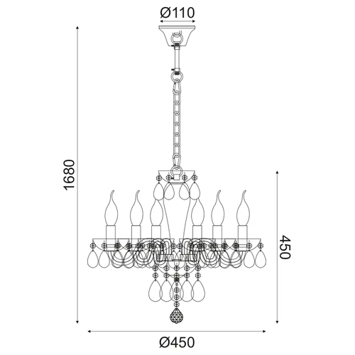 NETTO WALL MOUNTED LUMINAIR 6XE14 WHITE CRYSTAL + CHROME METAL Ö45×Ç168CM TULIA - изображение 2