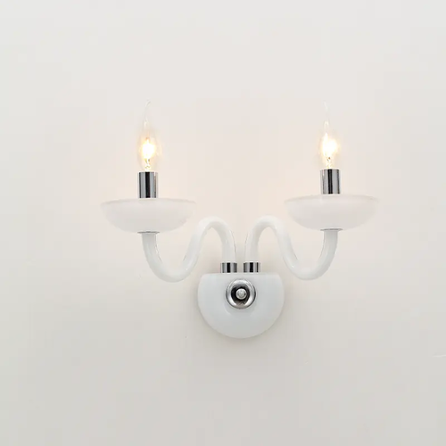 ^WALL MOUNTED LUMINAIR 2XE14 WHITE CRYSTAL + CHROME METAL 40X30CM LUNARIA