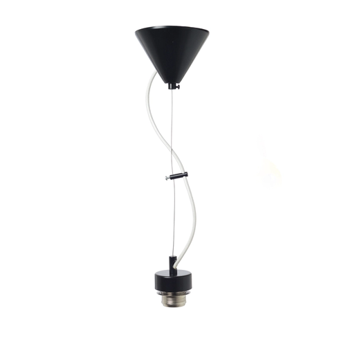 NETTO SUSPENSION WITH WIRE BLACK METAL BASE & WHITE FABRIC CABLE E27