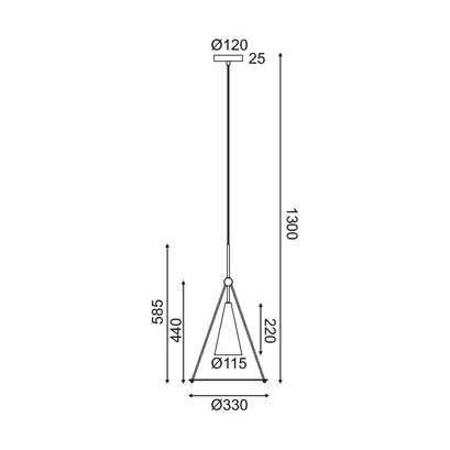 NETTO PENDANT LIGHTING 1XE27 WHITE+BLACK METALLIC+ GLASS D33XH130CM TEMPLE