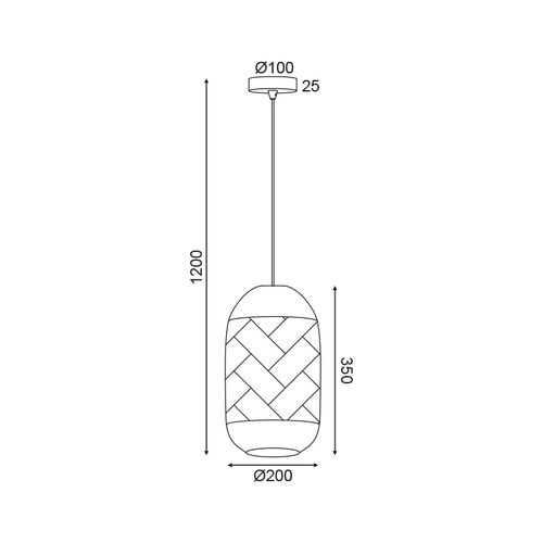 ^PENDANT LUMINAIRE 1XE27 RATTAN + WOOD D20XH120CM COCONUT - изображение 2