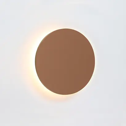 СТЕННА ЛАМПА ЛЕД 15W 3000Κ 1200LM СВЕТЛА.КАФЯВА КОЖА MDF КРЪГ  Φ30ΧΗ3,6CM ECLIPSE