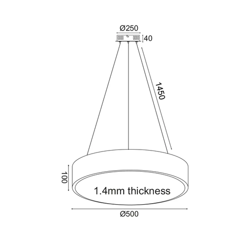 PENDANT LUMINAIRE LED 50W 4800LM CCT WHITE METAL D50XH135CM OPTIMUS - изображение 2