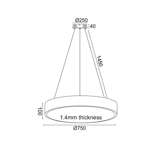 PENDANT LUMINAIRE LED 60W 5600LM CCT BLACK METAL D75XH130CM OPTIMUS - изображение 2