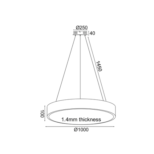 PENDANT LUMINAIRE LED 100W 9500LM CCT WHITE METAL D100XH120CM OPTIMUS - изображение 3