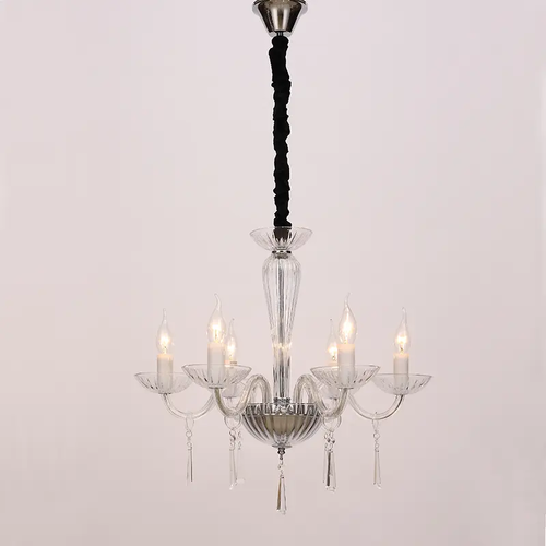 ^PENDANT 6XE14 CLEAR CRYSTAL + CHROME METALΦ54×Η178CM VIOLET