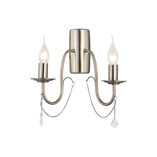 NETTO WALL MOUNTED 2XE14 METAL NICKEL+CRYSTAL+CHAIN 17,5X31,5X31,7CM