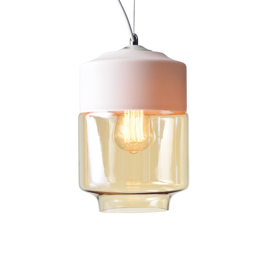 NETTO PENDANT 1XE27 D17,8CM WHITE METAL+GLASS