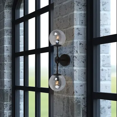WALL MOUNTED 2XE14 METAL BLACK+ TINTED GLASS BOMBAY