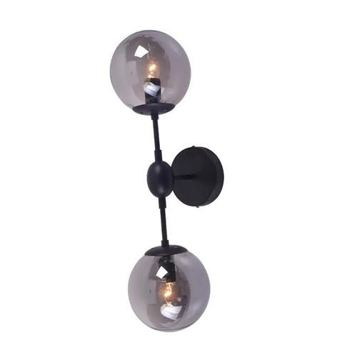 WALL MOUNTED 2XE14 METAL BLACK+ TINTED GLASS BOMBAY
