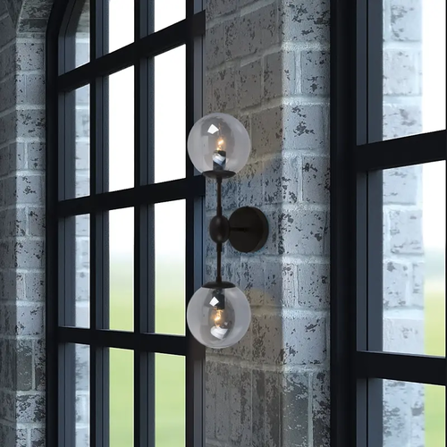 WALL MOUNTED 2XE14 METAL BLACK+ TINTED GLASS BOMBAY - изображение 2
