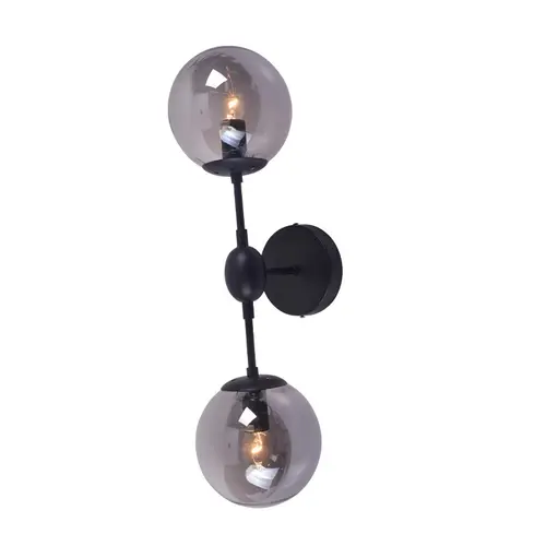 WALL MOUNTED 2XE14 METAL BLACK+ TINTED GLASS BOMBAY - изображение 4