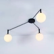 ^CEILING L/F 3ΧE14 TIRAMOLLA BLACK METAL + WHITE GLASS 78Χ72Χ32CM
