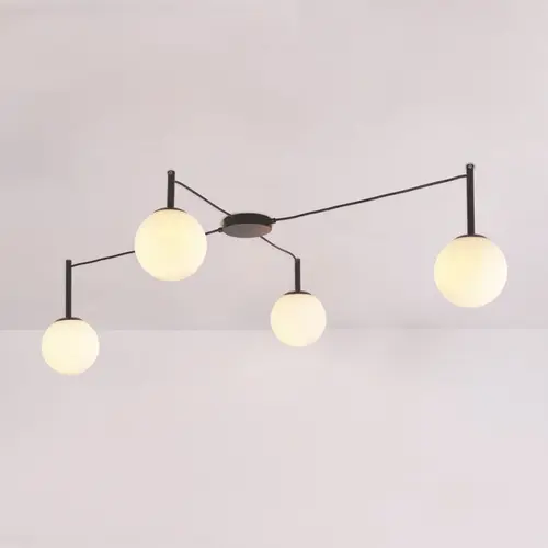 ТАВАННА ЛАМПА  4xΕ14 TIRAMOLLA ЧЕРЕН МЕТАЛ+БЯЛО СТЪКЛО 150Χ75Χ32CM - изображение 4