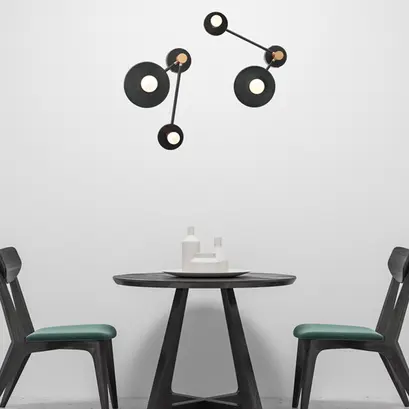 WALL MOUNTED LUMINAIRE 2XE27 BLACK MARBLE 18Χ74X23CM CLOCK