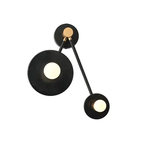 WALL MOUNTED LUMINAIRE 2XE27 BLACK MARBLE 18Χ74X23CM CLOCK - изображение 4