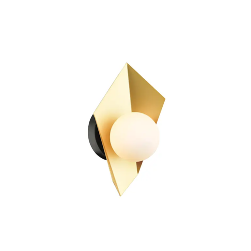 СТЕННА ЛАМПА 1ΧG9  ЗЛАТНО/ЧЕРНО МЕТАЛНО + СТЪКЛО 16Χ14Χ28CM POLYGON