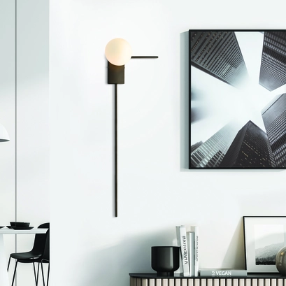 WALL LUMINAIRE 1xG9 CYCLOPS BLACK METAL+ WHITE GLASS 30Χ17Χ85CM