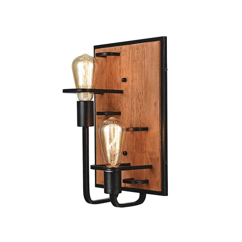 ^WALL MOUNTED LUMINAIRE 2XE27 WOOD+BLACK METALLIC 25X16XH36CM TESLA