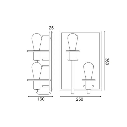 ^WALL MOUNTED LUMINAIRE 2XE27 WOOD+BLACK METALLIC 25X16XH36CM TESLA - изображение 2