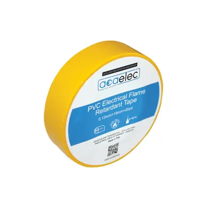 ^ ЕЛЕКТРОТЕХНИЧЕСКА PVC ЛЕНТА ACAELEC ЖЪЛТА 0.13mmx19mmx20yds