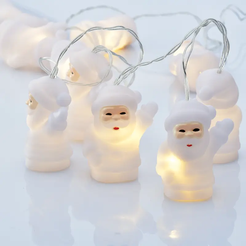 СИЛИКОНОВ ДЯДО КОЛЕДА, 10 LED КРУШКИ СЕРИЯ БАТЕРИИ (2xAA), WW, IP20, 135+30cm, DIFF. КАЛ. ТРОФ.