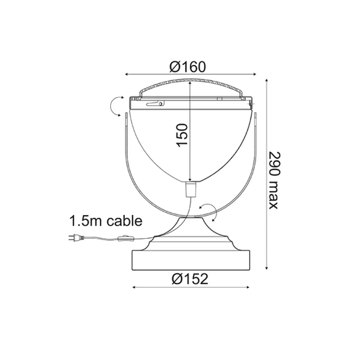TABLE LUMINAIRE 1XE14 METALLIC BLACK+ GLASS COLOR:black matt Ö15,2×Ç24,7CM HARLEY - изображение 2