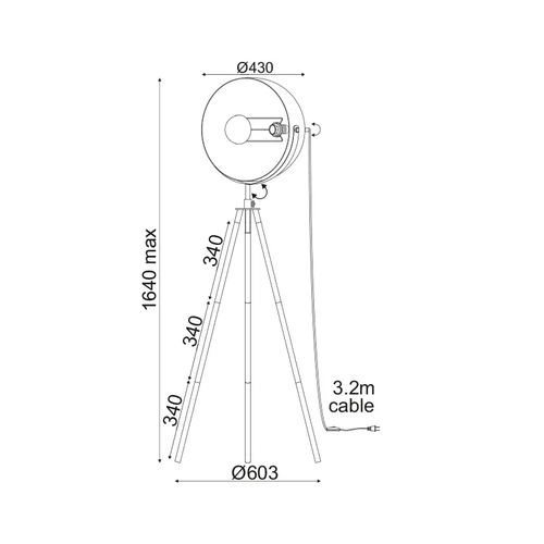 ПОДОВА ЛАМПА 1ΧΕ27 МЕТАЛНО ЧЕРНО/ЗЛАТНО  Φ48ΧΗ150CM CAMARA - изображение 3