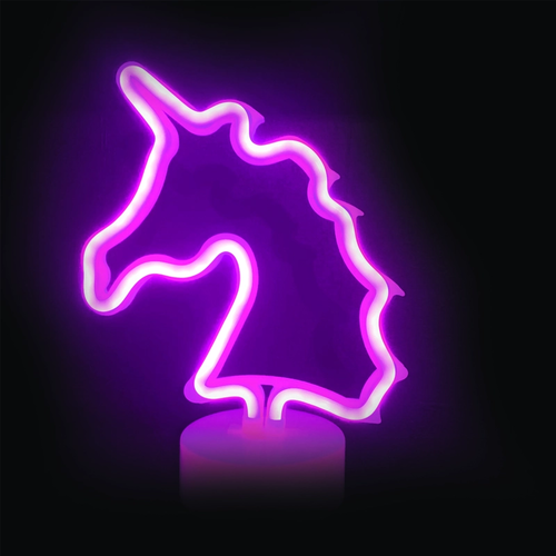UNICORN, 47 НЕОНОВИ LED СВЕТЛИНИ С БАТЕРИЯ (3xAA)/USB, РОЗОВ, IP20, 25x10x28cm