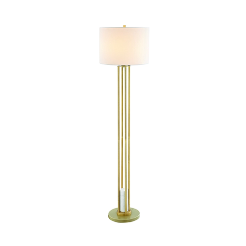 FLOOR LUMINAIRE 1ΧΕ27 BELIZE GOLD METAL+WHITE SHADE-MARBLE IP20 D40,6XH153CM